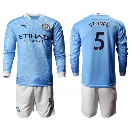 Manchester City Dres John Stones 5 Dječji Domaći 2020/21 Dugim Rukavima Manchester City Dres John Stones 5 Dječji Domaći 2020/21 Dugim Rukavima